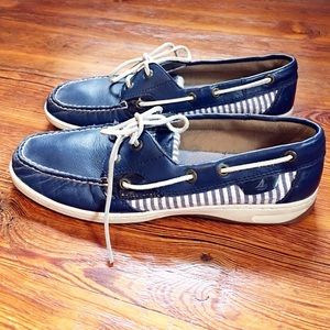 Navy And Seersucker Sperry’s Size 9.5 (Women’s)